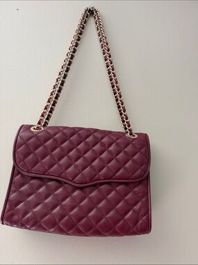 Rebecca Minkoff Quilted Wine Crossbody with Chain Strap
